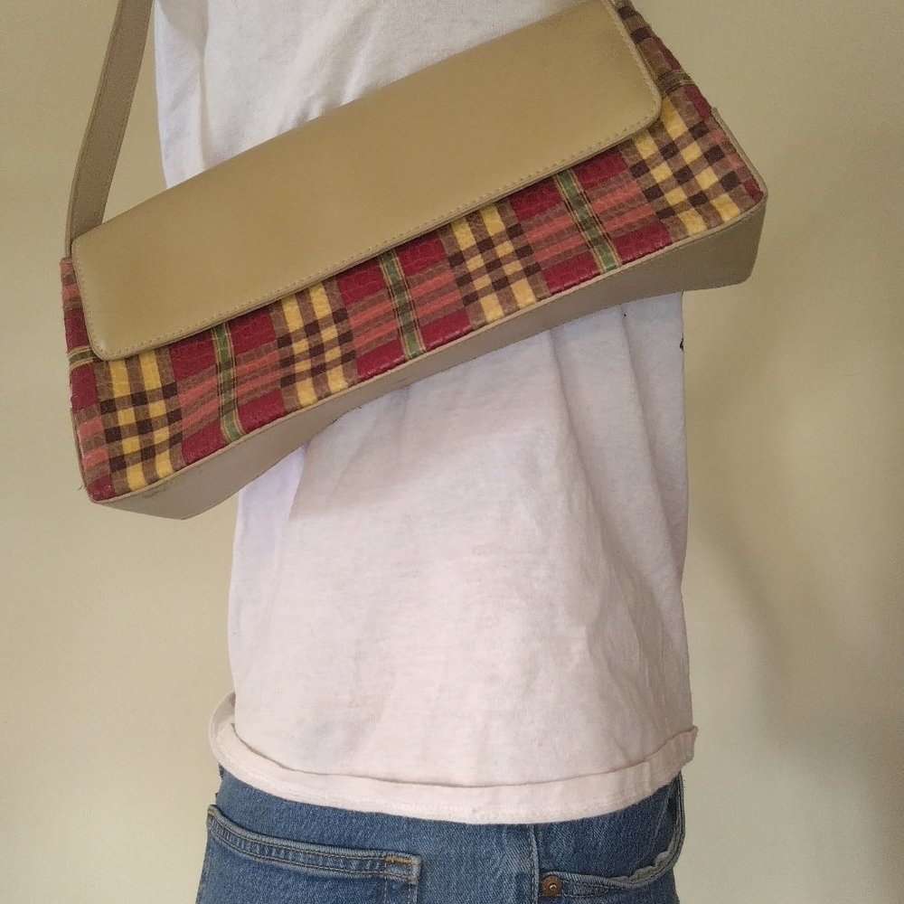 Adorable plaid and tan little purse